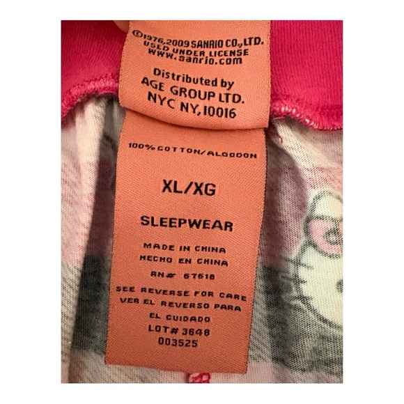 Hello Kitty Checkered Pink and Black Capri Pajama Bottoms - Picture 6 of 7